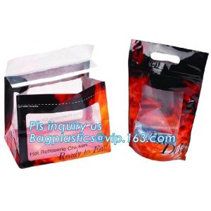 Stand Up Roasted Chicken Packaging Bags With Zip Top hot roast, rotisserie chicken bag, microwaveable bag, slide plastic