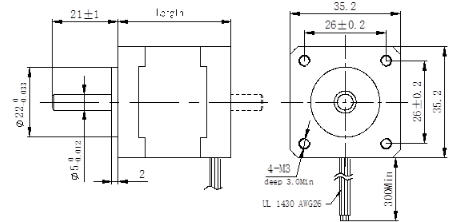 NEMA14 35mm 1.8degree 2 phase Hybrid Stepper Motors 26mm 0.28A 0.07Nm