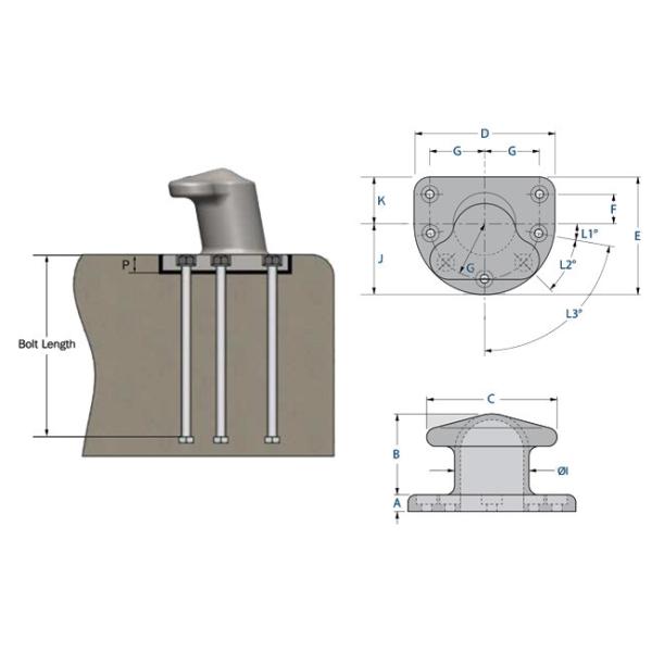 Cast Iron QT450 Tee Head Bollard 2000KN For Ships ISO9001