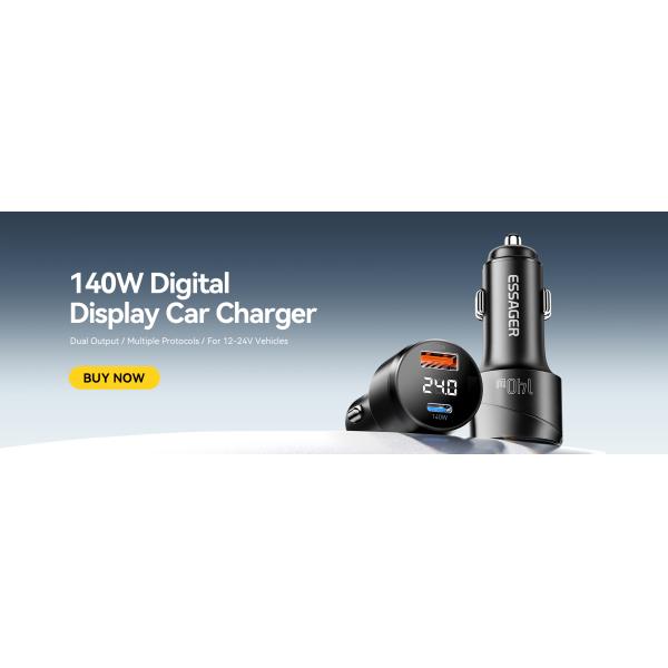 ESSAGER ES-CC19 Series 140W Car Phone Charger The Essential Car Charger with FCP Function