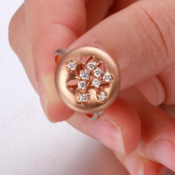 Luxury 18K Rose Gold Diamonds Pendant Charm Ring Jewelry Set (GDSET003)