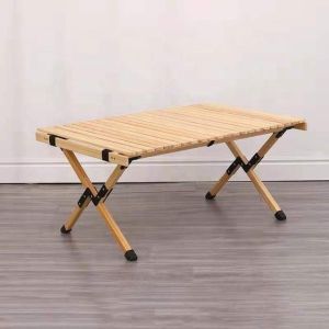 Outdoor Solid Wood Egg Roll Picnic Dining Table for Easy Assembly and Cleaning
