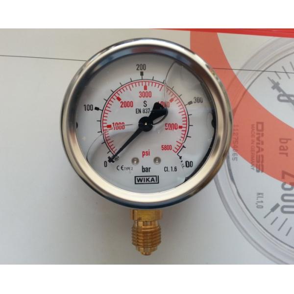 Brass Fitting Pressure Gauge 100mm Dial 0 To 60 Bar EN837-1