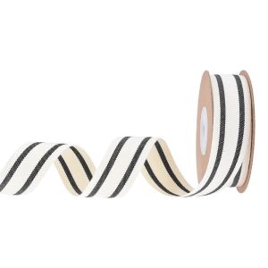 10mm-38mm*10y Black And Red Striped Cotton Ribbon For Gift Packing And Garment