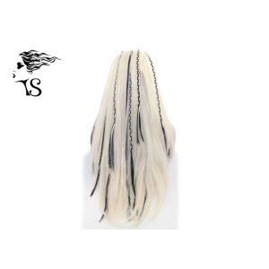 Straight Blonde Synthetic Braided Wigs Highlighted With Dark Braid Natural