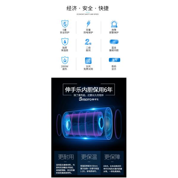 2000W Electric Storage Water Heater 40L Freestanding Water Heater IPX4