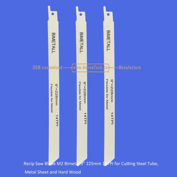 Recip Saw Blade M2 Bimetal 9" 225mm 14TPI for Cutting Steel Tube, Metal Sheet and Hard Wood,Reciprocating ,Power Tools