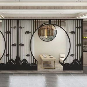 304 Stainless Steel Screen Partition Wall Hollowed Out Hotel Room Divider Screen