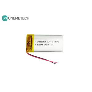 600mAh Rechargeable Li Polymer Battery 851838 3.7V Custom Lipo Battery