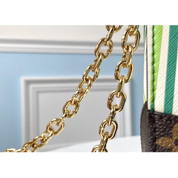 M5028Silk-Screen Luxury Chain Bag Genunie Leather And Carvas Luxury Chain Bag Rippel Bottom Cross-Body Bag