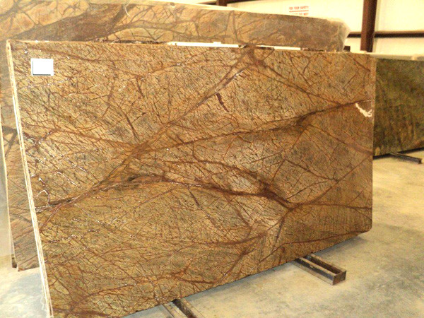 Antique Rainforest Brown Marble Slab Kitchen Countertops 36''X36'' Easy Maintenance