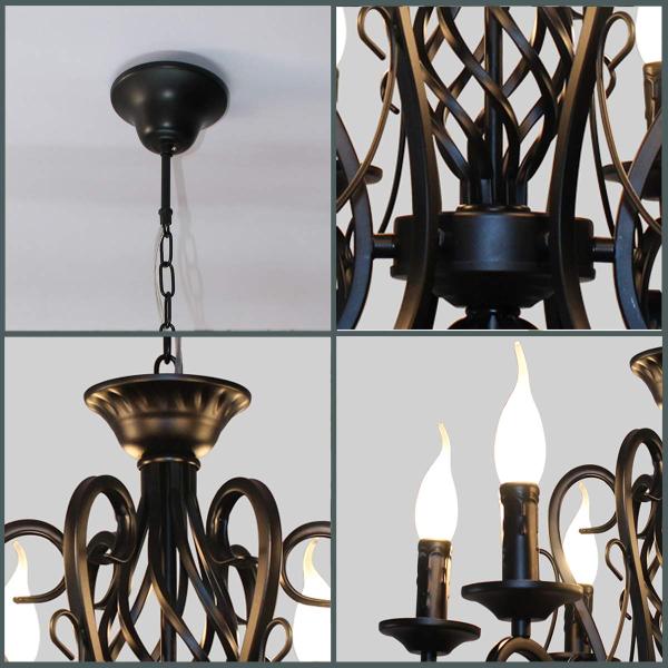 Vintage Wrought Iron Chandelier Candle Light Black Metal country chandelier(WH-CI-137)