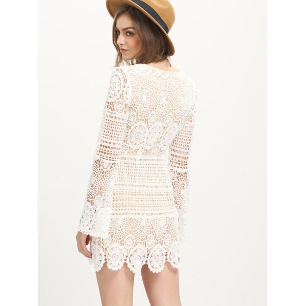 Bohemian White Dress Sexy Beach Tunic Women Casual