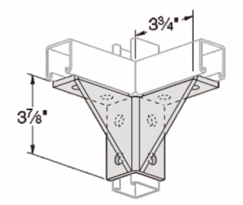 Double Wing 8 Hole Gussetted Strut Channel Connectors Wall Bracket Galvanized Steel