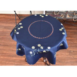 Chemical Fiber Embroidered Linen Tablecloth , Country Style Square Cotton