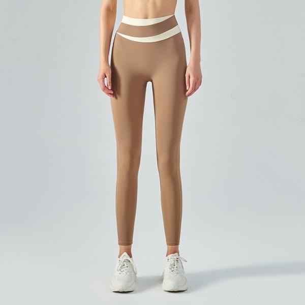 Color contrast Yoga Pants women's high waist nylon trackless fitness leggings