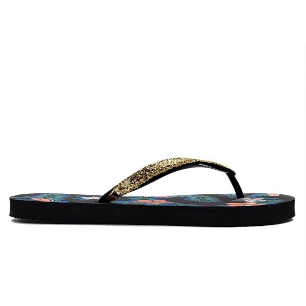 Glitter Uppers Floral Print Women's Flip Flops Shoes Sandals OEM Brand