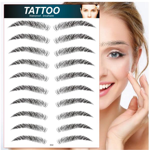 Custom 6D Waterproof Immerse-in-Water Embroidery Temporary Fashionable Natural Simulation Eyebrow Tattoo Stickers Paper for Face