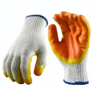 Poly Cotton Seamless Knitted Latex Palm Coated Gloves