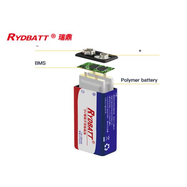 RYDBATT 9V 6F22 2S1P Polymer Li Ion Battery Pack / 7.4V 500mAh PCM Lithium Ion Polymer Cell