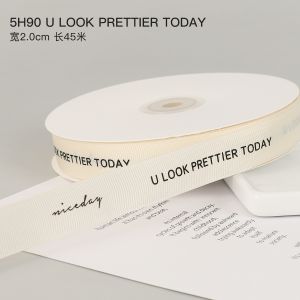 White Grosgrain Ribbon 20mm Printed Cotton Ribbon OEM Eco Friendly