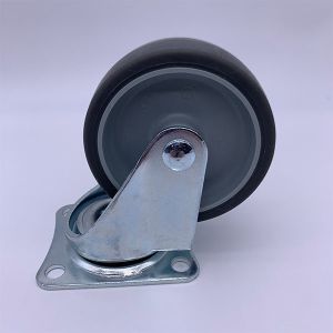 Grey TPR Tread Light Duty Swivel Plate Caster Wheel With PP Core 3 Inch