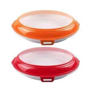 Round Silicone Food Preservation Tray BPA Free Reusable With Stretched Lid