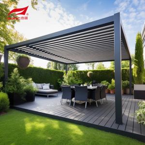 China 4x4m Motorized Retractable Louvered Aluminum Pergola Patio Manufacturers on sale