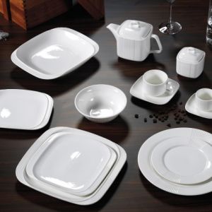 Square White Ceramic Restaurant Porcelain Teacup Customized