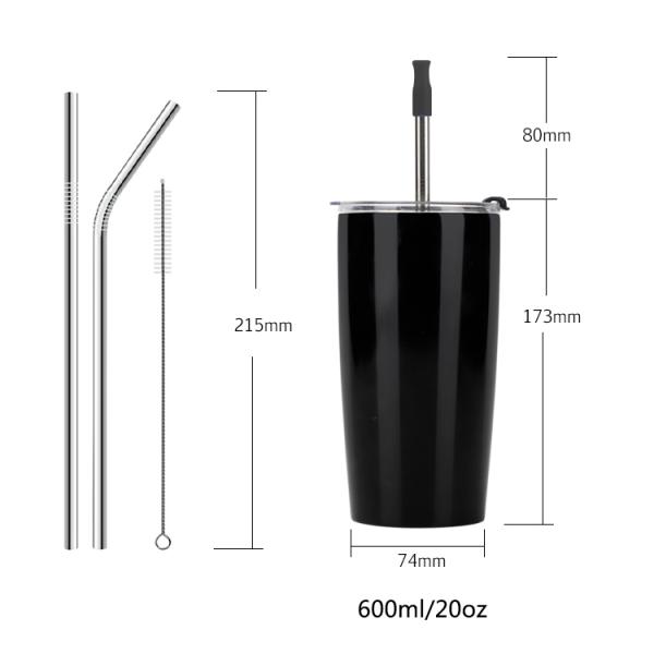 600Ml Coffee Cups Custom Vacuum Stainless Steel Tumbler, Insulation Double Wall Flask Thermal Cup With Lid 20 oz^