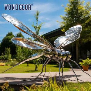 China Large Outdoor Park Metal Art Abstract Insect Dragonfly Stainless Steel Sculpture on sale
