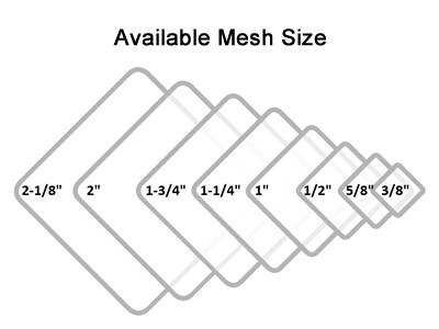 GBW chain link fence mesh opening from 2 1/8 to 3/8 in.