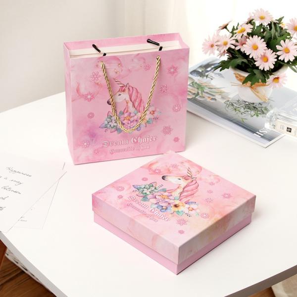 Unicorn Design Paper Cookie Boxes Biodegradable Material With Customized Printing