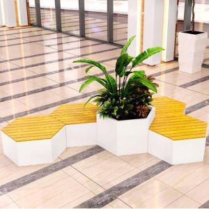 SS Outdoor Metal Bench Personalised Garden Benches With Planters