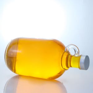 Customized Logo Round Shape Liquor Glass Bottle with Handle and Screw Cap