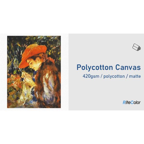 Aqueous Dye Ink Printing 420gsm Polycotton Canvas For Inkjet Printing