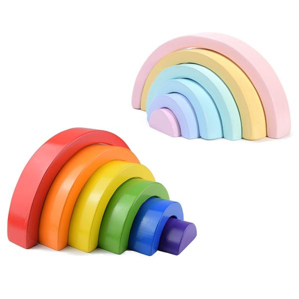 Buy 4.5cm Wooden Blocks Toys Arched Stacking Rainbow Blocks at wholesale prices