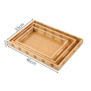 Tabletop Large Bamboo Serving Platter Trays With Handles Restaurant Hotel