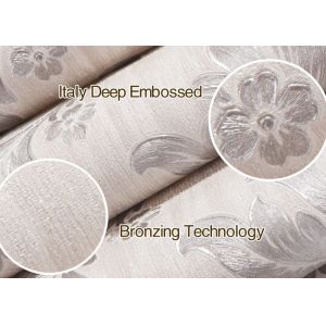 Classic Style Sliver Embossed Wallpaper , White Geometric Damask Pattern