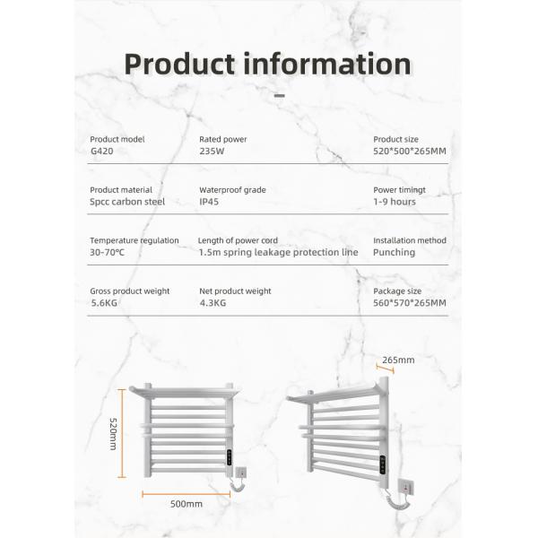 Electric Heated Space Aluminum Bathroom Towel Warmer and Drying Rack for Modern Design