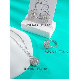 Christmas present gift water droplet shape necklace & rings & earrings for women