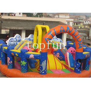 Quality Orange Blue and Yellow Inflatable Theme Park with Quadruple Stitching for sale