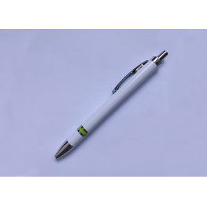 Metal Clip Plastic Promotional Pen in white color with customized logo or silk