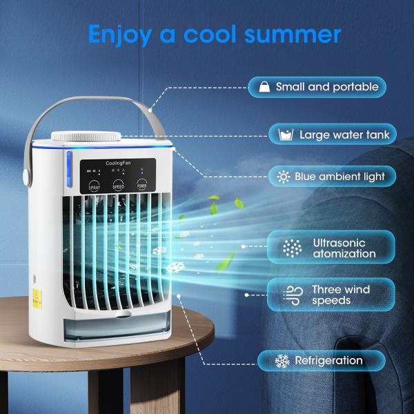 Electric Mini Air Conditioner Portable Cooler Fan for Office Table 2 Pc Water Cooling