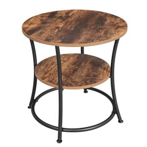 2-tier Round Side Table, Industrial Style Round Side Table, End Table with Metal