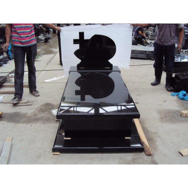 Buy Absolute Black Granite Memorial Headstones Retangular Upright / Other Shape at wholesale prices