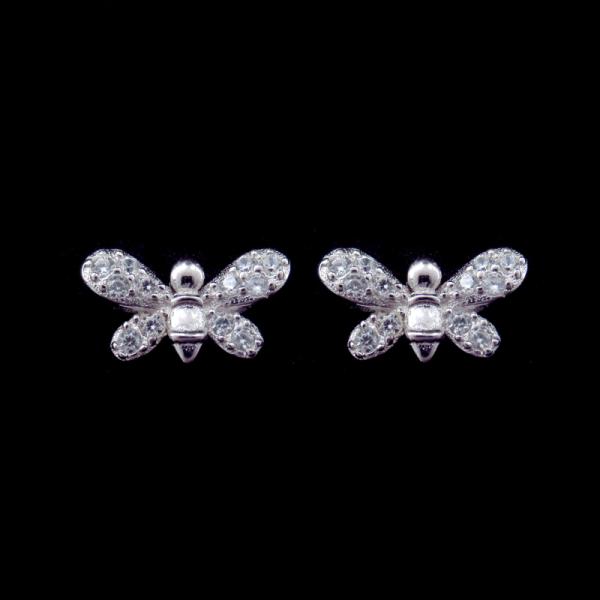 AAA Cubic Zirconia Stone Sterling Silver Animal Shaped Small Swan Earring For Women