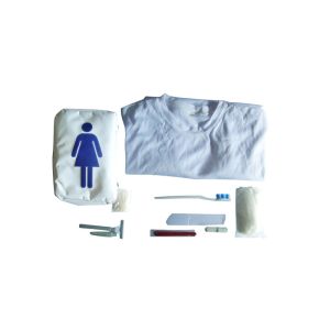 Womens White Airline Amenity Kits Oxford Fabric Travel Pouch With Nightclothes