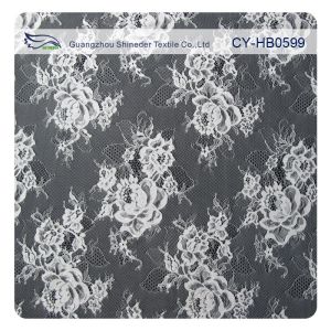 China Custom Elastic Bridal Eyelash Lace Trim , White Bridal Lace Fabric on sale