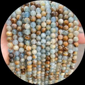 Natural Gemstone With Round Cut Moonstone Fluorite Ocean Jasper Loose Strands